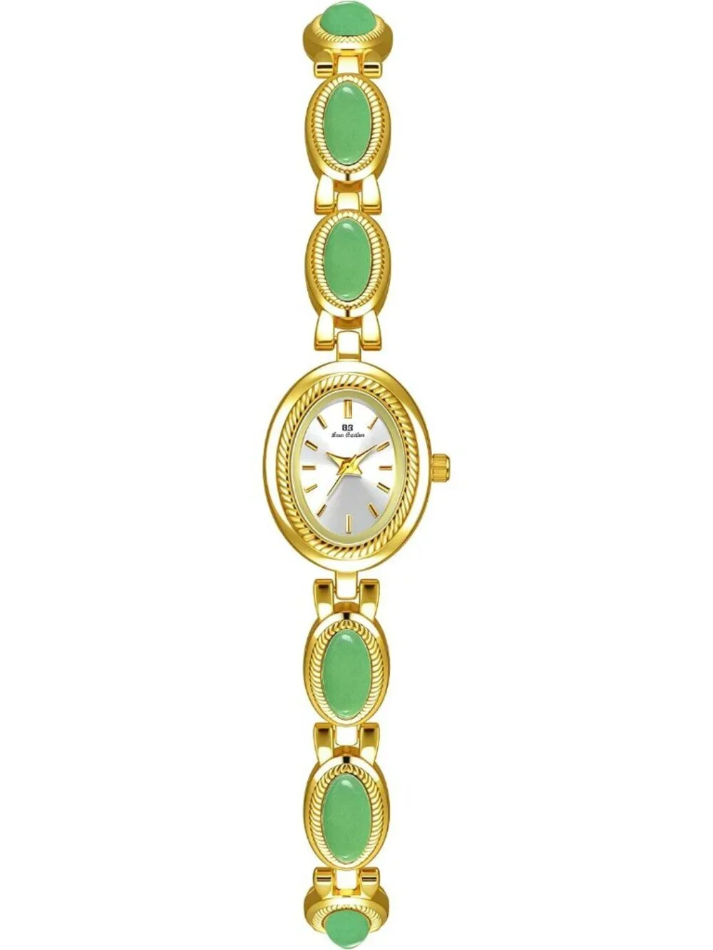 Women's Gold White Analog Quartz Waterproof Oval Dainty Vintage Bracelet Watch